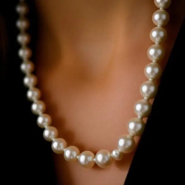 Close-up of a pearl necklace