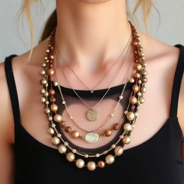 Model layering necklaces